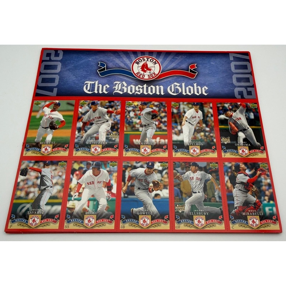 Lot of 6 2007 Upper Deck Boston Red Sox Boston Globe Sheet Matsuzaka Ellsbury